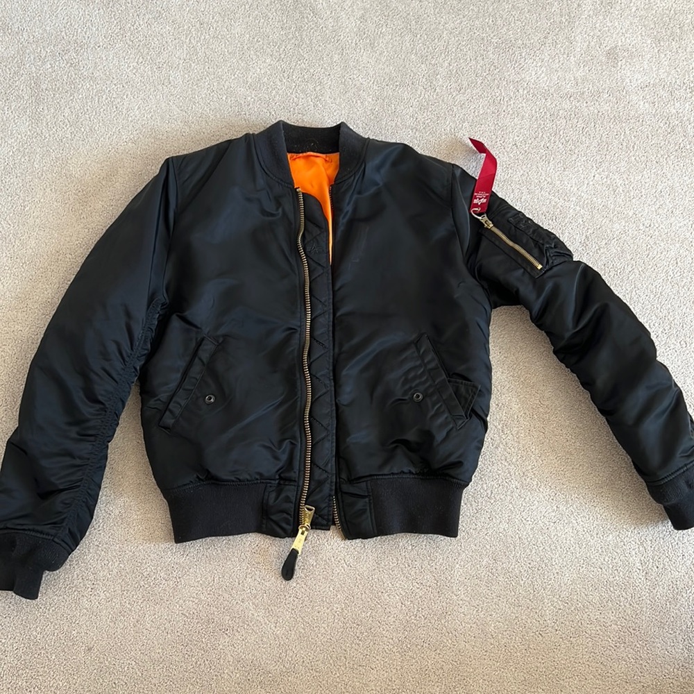 Black alpha Industries B-15 black bomber jacket